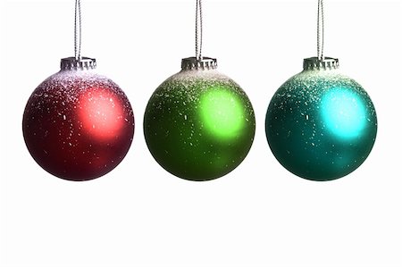 set of three christmas balls isolated on white background. landscape orientation. Stockbilder - Microstock & Abonnement, Bildnummer: 400-05115946