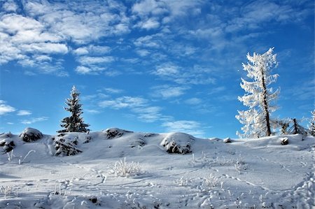 footprint winter landscape mountain - White clean snow on the bottom and deep blue sky above. Photographie de stock - Aubaine LD & Abonnement, Code: 400-05115956