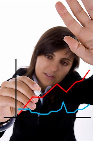 businesswoman drawing sales chart in white board Photographie de stock - Aubaine LD & Abonnement, Code: 400-05116015