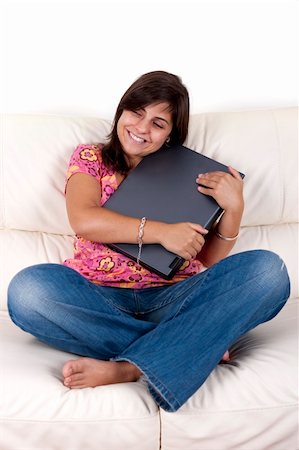 beautiful teenager holding laptop computer - lifestyle concept Photographie de stock - Aubaine LD & Abonnement, Code: 400-05116016