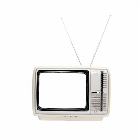 Vintage TV set with blank screen isolated on white Stock Photo - Budget Royalty-Free & Subscription, Code: 400-05116278