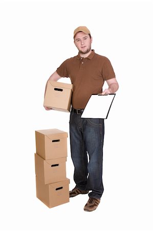 simsearch:400-04149768,k - delivery man with a package isolated on white background Photographie de stock - Aubaine LD & Abonnement, Code: 400-05116301