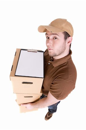 simsearch:400-06093764,k - delivery man with a package isolated on white background Photographie de stock - Aubaine LD & Abonnement, Code: 400-05116302