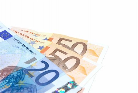 simsearch:400-05384689,k - Closeup of euro banknotes isolated on white Stock Photo - Budget Royalty-Free & Subscription, Code: 400-05116310