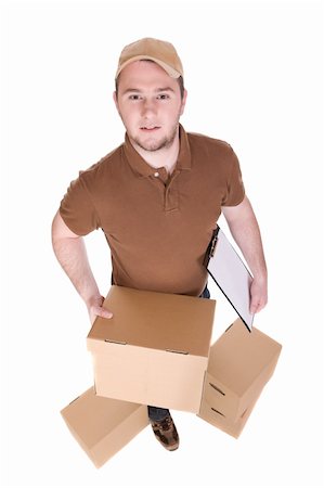 simsearch:400-04600134,k - delivery man with a package isolated on white background Photographie de stock - Aubaine LD & Abonnement, Code: 400-05116311