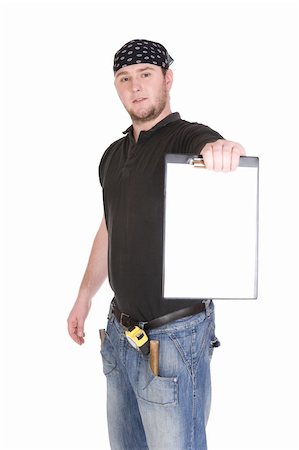 simsearch:400-08612431,k - workman with tools over white background Stock Photo - Budget Royalty-Free & Subscription, Code: 400-05116345