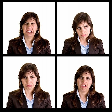 Collection of 4 businesswoman portraits with sad expressions - each photo has 3000px wide Stockbilder - Microstock & Abonnement, Bildnummer: 400-05117010