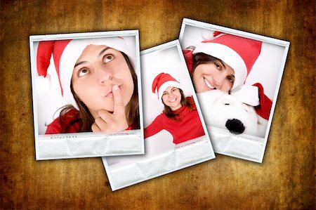 set of three photo frames with christmas images over grunge background Stockbilder - Microstock & Abonnement, Bildnummer: 400-05117046