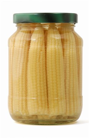 closeup of pickled baby corns in jar Stock Photo - Budget Royalty-Free & Subscription, Code: 400-05117132
