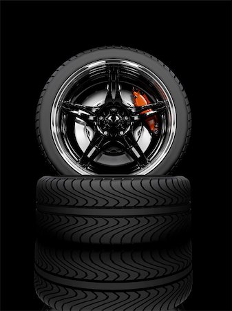 simsearch:400-08919664,k - Racing carbon wheel on black background Stockbilder - Microstock & Abonnement, Bildnummer: 400-05118001
