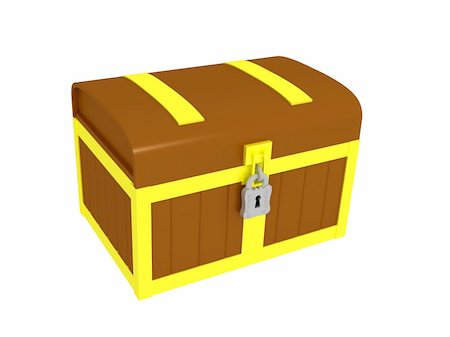 3d render of a treasure chest. Isolated on white background. Stock Photo - Budget Royalty-Free & Subscription, Code: 400-05118106