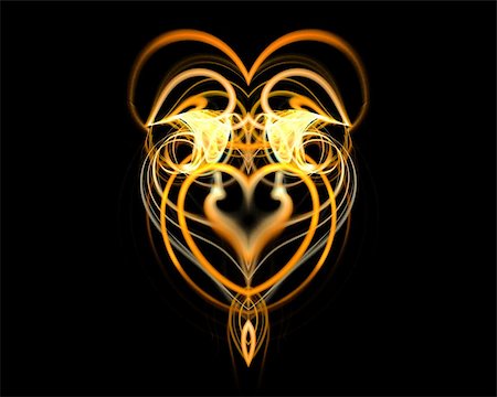 Abstract gold heart from moving fires on black. Foto de stock - Super Valor sin royalties y Suscripción, Código: 400-05118721