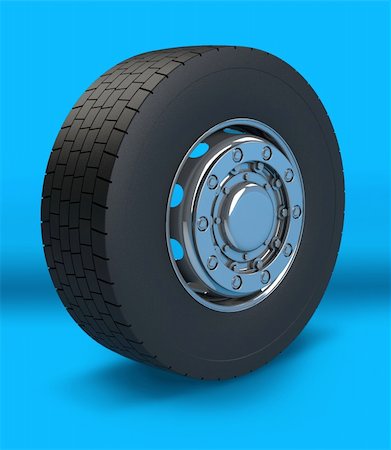 side view of a semi truck - New Truck wheel on the blue background Stock Photo - Budget Royalty-Free & Subscription, Code: 400-05118940