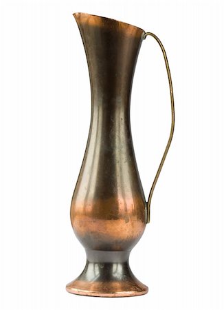 simsearch:400-05333347,k - Old copper vase with handle isolated on white. Clipping path included Stock Photo - Budget Royalty-Free & Subscription, Code: 400-05119154