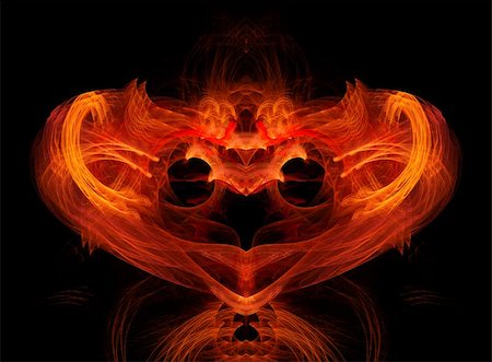 Abstract red heart from moving fires on black. Foto de stock - Super Valor sin royalties y Suscripción, Código: 400-05119257
