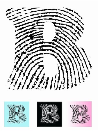 Fingerprint Alphabet Letter B (Highly detailed Letter - transparent so can be overlaid onto other graphics) Photographie de stock - Aubaine LD & Abonnement, Code: 400-05119288