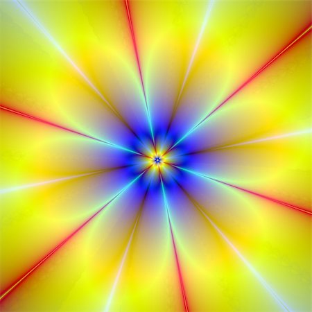 psychedelic trippy design - Computer generated abstract image with a floral design in blue and yellow. Stock Photo - Budget Royalty-Free & Subscription, Code: 400-05119596