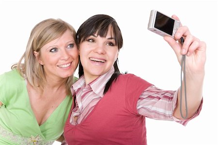 simsearch:400-05169559,k - happy two women over white background Foto de stock - Super Valor sin royalties y Suscripción, Código: 400-05119905