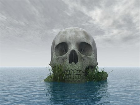 simsearch:400-04509148,k - stone skull at ocean - 3d illustration Photographie de stock - Aubaine LD & Abonnement, Code: 400-05119973