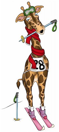 Giraffe Skier - colored cartoon illustration as vector Stock Photo - Budget Royalty-Free & Subscription, Code: 400-05119981