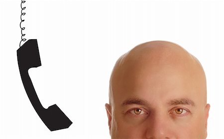 simsearch:400-05110035,k - head of bald man with phone receiver dangling beside his ear Foto de stock - Royalty-Free Super Valor e Assinatura, Número: 400-05110035