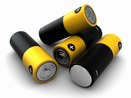 recharging batteries symbol - 3d illustration, heap of battery over white background Photographie de stock - Aubaine LD & Abonnement, Code: 400-05110060