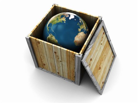 storage box icon - abstract 3d illustration of wooden crate with earth inside Stock Photo - Budget Royalty-Free & Subscription, Code: 400-05110063