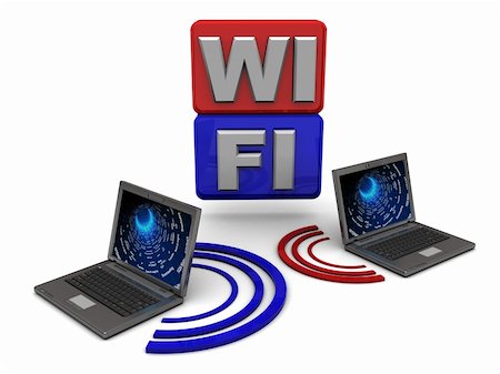 simsearch:400-07570955,k - abstract 3d illustration of wireless wi-fi connection Stock Photo - Budget Royalty-Free & Subscription, Code: 400-05110105