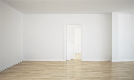 3d rendering of an empty room with an open door Stockbilder - Microstock & Abonnement, Bildnummer: 400-05110359