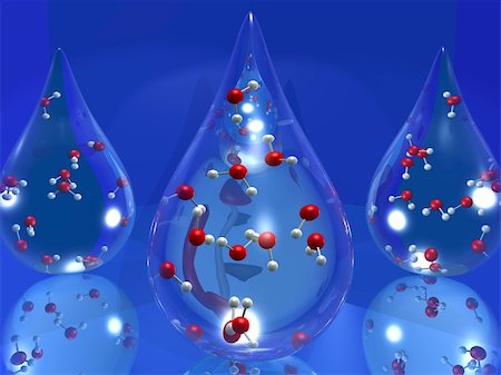 somersault1824 (artist) - 3D cartoon illustrating a drop of water with molecules inside Foto de stock - Royalty-Free Super Valor e Assinatura, Número: 400-05110454