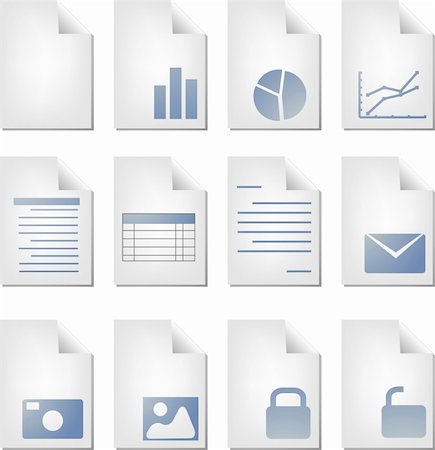 spreadsheet graphics - Document file types icon set clipart illustration Stock Photo - Budget Royalty-Free & Subscription, Code: 400-05110688