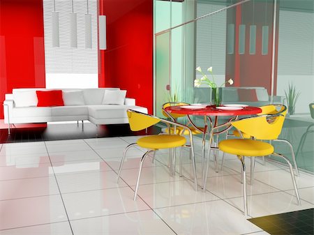 diner floor - dining table in modern cafe 3d image Stock Photo - Budget Royalty-Free & Subscription, Code: 400-05110847