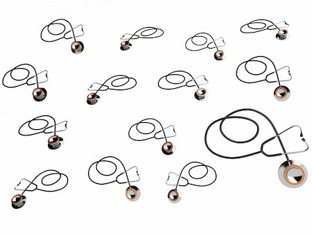 simsearch:400-05701895,k - 3d stethoscopes flying on an isolated background Stock Photo - Budget Royalty-Free & Subscription, Code: 400-05111055