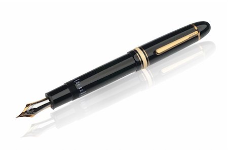 ponta de caneta - german fountain pen on white with clipping path Foto de stock - Royalty-Free Super Valor e Assinatura, Número: 400-05111640