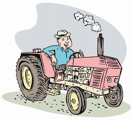 driver tractor - Illustration on agricultural equipments and machinery Stock Photo - Budget Royalty-Free & Subscription, Code: 400-05111676