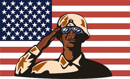 simsearch:400-07325294,k - Illustration of an American soldier with flag Fotografie stock - Microstock e Abbonamento, Codice: 400-05111815