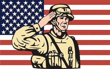 simsearch:400-07325294,k - Illustration of an American soldier with flag Fotografie stock - Microstock e Abbonamento, Codice: 400-05111816
