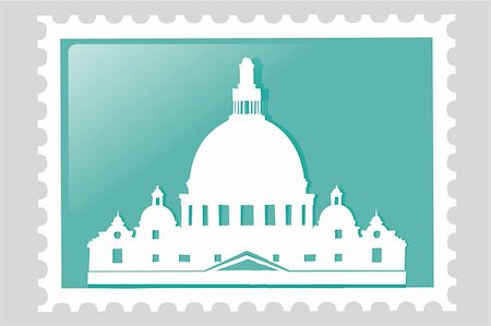 Illustration. Venice. Famous Italy landmark. Postage stamp. Stock Photo - Budget Royalty-Free & Subscription, Code: 400-05111857