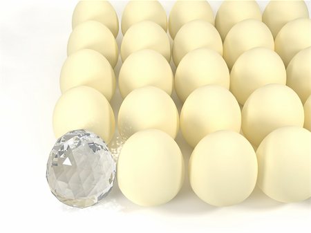 egg with jewels - The several egg and one egg shape diamond Stock Photo - Budget Royalty-Free & Subscription, Code: 400-05112229