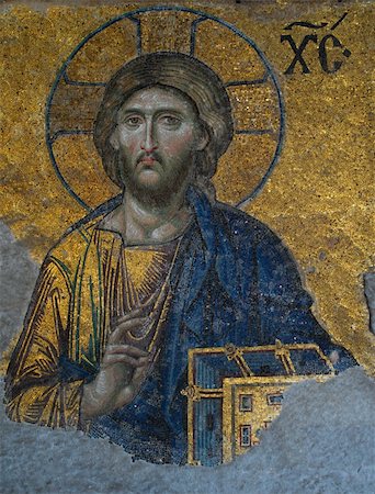 A Byzantine mosaic of Jesus Christ, located in the Hagia Sophia, Istanbul, Turkey Foto de stock - Royalty-Free Super Valor e Assinatura, Número: 400-05112364