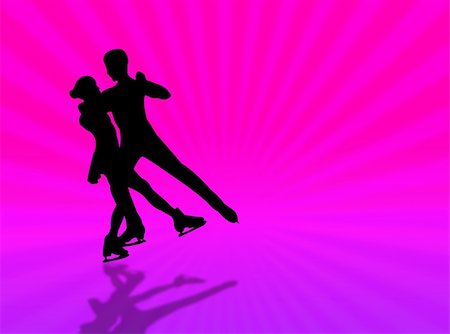 simsearch:400-04218163,k - Couple skating on a colorful background with sunburst Photographie de stock - Aubaine LD & Abonnement, Code: 400-05112564