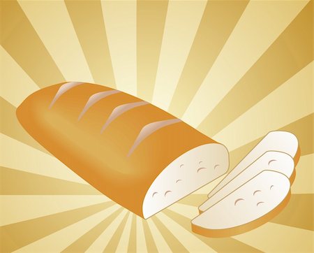 Illustration of a sliced loaf of bread on radial burst background Photographie de stock - Aubaine LD & Abonnement, Code: 400-05112734