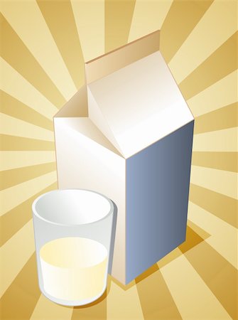 Plain milk carton with filled glass illustration Stock Photo - Budget Royalty-Free & Subscription, Code: 400-05112765