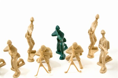 Isolated Plastic Toy Soldiers - Dare to be Different Concept Stock Photo - Budget Royalty-Free & Subscription, Code: 400-05112876