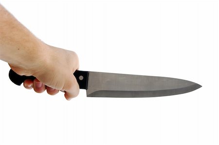 simsearch:400-07779478,k - Human hand holding a knife isolated on white Stock Photo - Budget Royalty-Free & Subscription, Code: 400-05112911