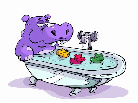 Hippo playing with bath toys Stock Photo - Budget Royalty-Free & Subscription, Code: 400-05112996