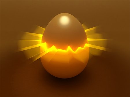 easter eggs in a dark color - Dark-yellow/golden egg with central fracture and light beams Stock Photo - Budget Royalty-Free & Subscription, Code: 400-05113052