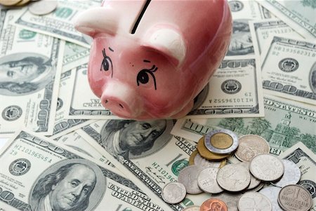 piggy bank on a  dollars Stock Photo - Budget Royalty-Free & Subscription, Code: 400-05113366