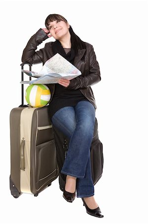 simsearch:400-04110220,k - attractive brunette woman with suitcase Stock Photo - Budget Royalty-Free & Subscription, Code: 400-05113361
