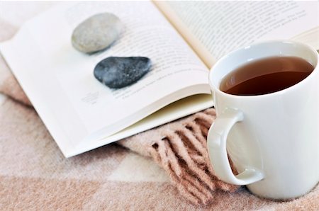 Relaxing with a book and cup of tea Photographie de stock - Aubaine LD & Abonnement, Code: 400-05113894